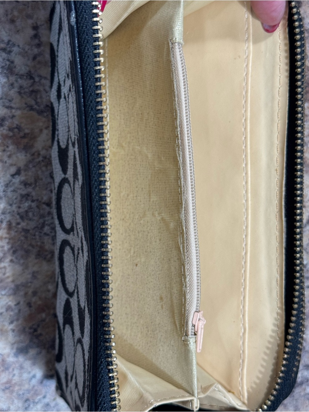Coach Signature Zip Phone Wallet in Black and Gray - Picture 5 of 12
